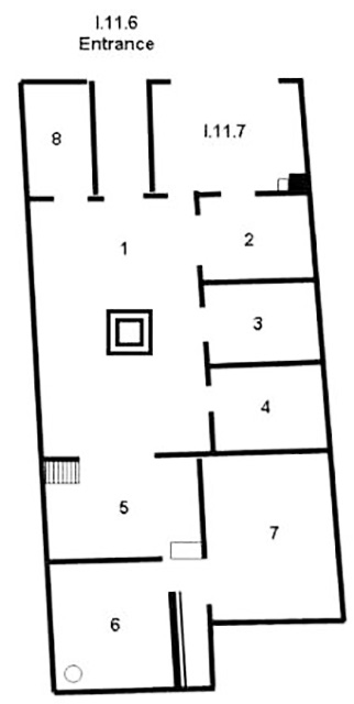 I.11.6 Pompeii. Casa della Venere in Bikini or House of Venus in the Bikini or Domus of Maximus.
Room Plan